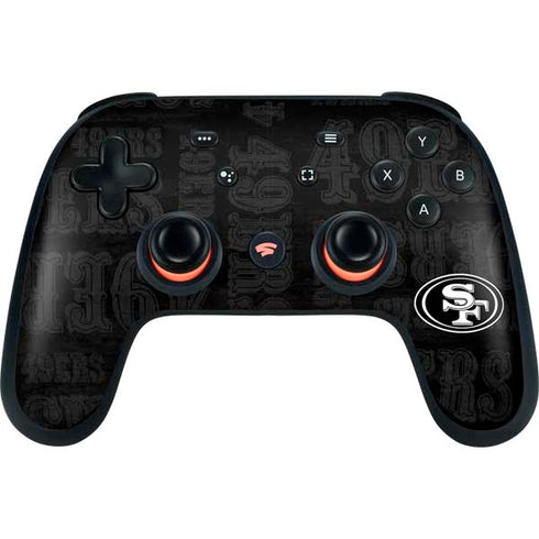 NFL San Franciso 49ers Black & White Google Stadia Controller Skin